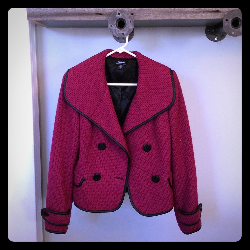 Hot pink and black leather Kensie jacket